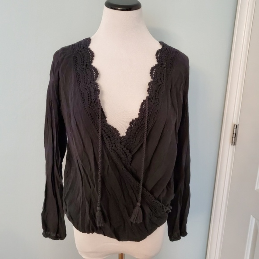 Hollister Black Lightweight Sheer Top